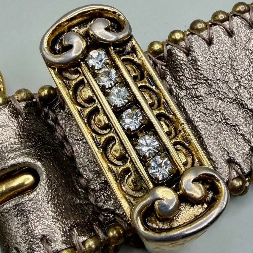 Vintage 90s Streats Ahead Leather Belt with Rhinestones Glam Western Cowgirl New